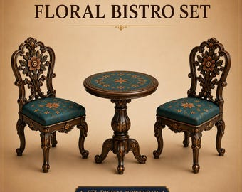 Miniature Fairy Tea Table Set, 1:12 Gothic Dollhouse Furniture, Woodland Diorama Props (STL)