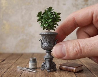 Utsmyckad klassisk urna STL-fil: Miniatyr fransk trädgårdsplantering (digital nedladdning)