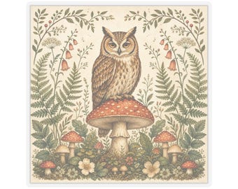 Cottagecore Owl Sticker | Dark Academia Vinyl Decal