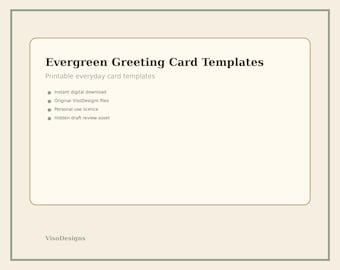 Evergreen Greeting Card Templates | Printable Thank You Birthday Note Cards