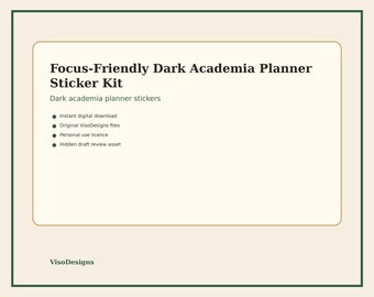 Focus-Friendly Dark Academia Planner Sticker Kit | Printable Digital Stickers