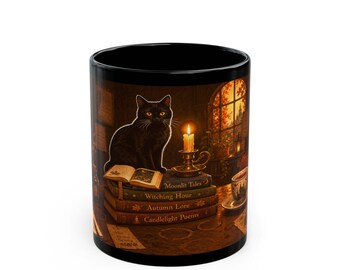 Dark Academia Reading List - Dark Cottagecore Halloween Black Mug