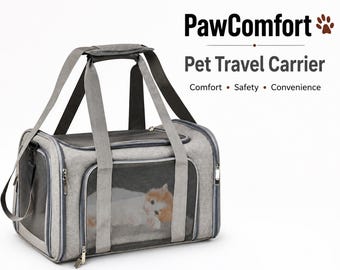 Transportín de viaje para mascotas pequeñas (perros y gatos), plegable, de tela suave, transpirable y portátil, marca PawComfort.