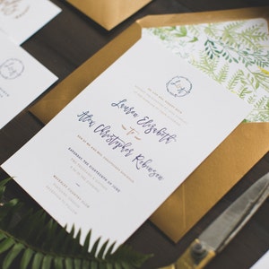 Rustic Botanical Garden Wedding Invitation: Letterpress and Gold Foil image 2