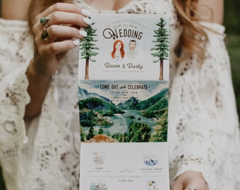 Lakeside Watercolor Wedding Invitation