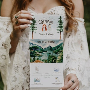 Lakeside Watercolor Wedding Invitation image 1