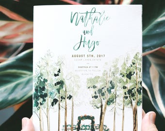 Rustic Timeline Watercolor Storybook Wedding Invitation