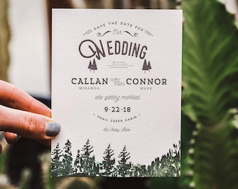 Letterpress Mountain Wedding Save The Date