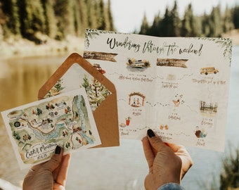 Watercolor Lakeside Wedding Invitation
