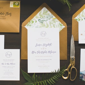 Rustic Botanical Garden Wedding Invitation: Letterpress and Gold Foil image 1