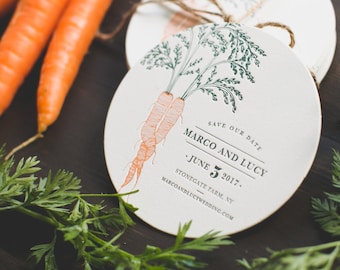 Rustic Letterpress Coaster Save The Dates: Farm-to-table inspired