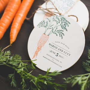 Rustic Letterpress Coaster Save The Dates: Farm-to-table inspired