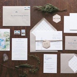 Rustic and Woodland Letterpress Wedding Invitation: Lake Tahoe Pines image 2