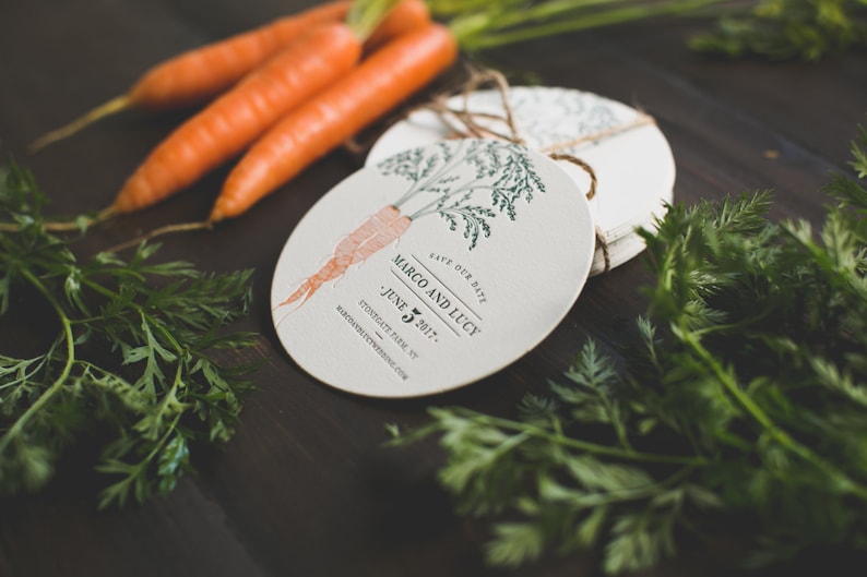 Rustic Letterpress Coaster Save The Dates: Farm-to-table inspired image 2