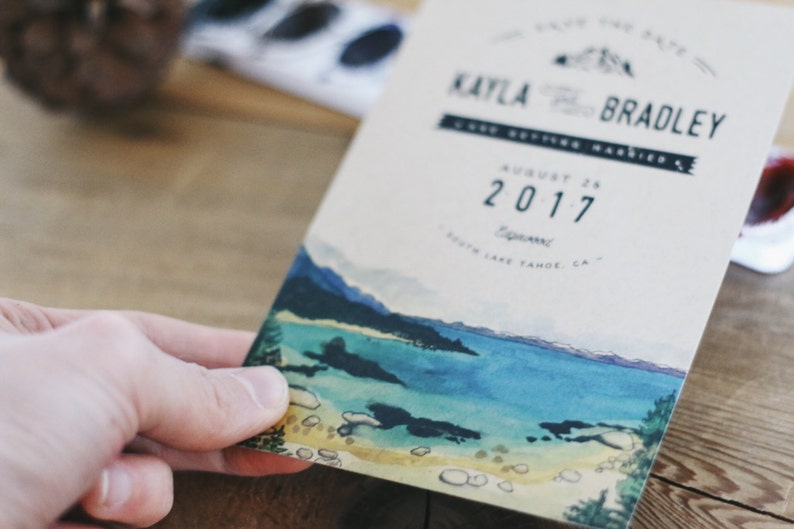 Rustic Watercolor Mountain Save The Date image 5