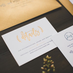 Rustic Botanical Garden Wedding Invitation: Letterpress and Gold Foil image 3