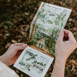 Treetops Folded Watercolor Wedding Invitation image 10