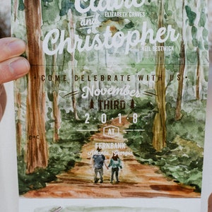 Treetops Folded Watercolor Wedding Invitation image 6