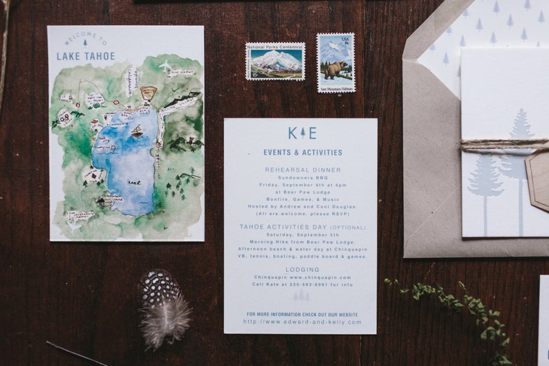 Rustic and Woodland Letterpress Wedding Invitation: Lake Tahoe Pines image 3