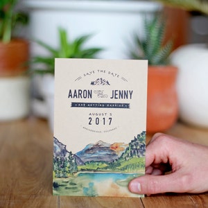 Rustic Watercolor Mountain Save The Date image 2