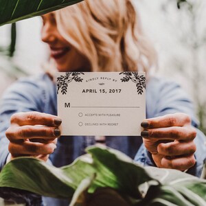 Modern Floral Whimsical Letterpress Wedding Invitation: Nature and Flower inspired image 9