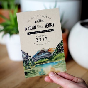 Rustic Watercolor Mountain Save The Date image 1