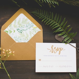 Rustic Botanical Garden Wedding Invitation: Letterpress and Gold Foil image 4