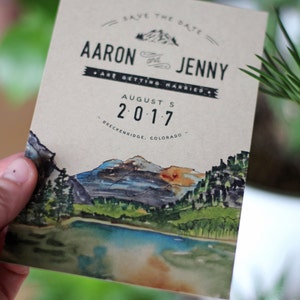 Rustic Watercolor Mountain Save The Date image 3