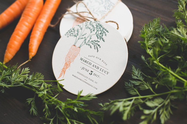 Rustic Letterpress Coaster Save The Dates: Farm-to-table inspired image 1