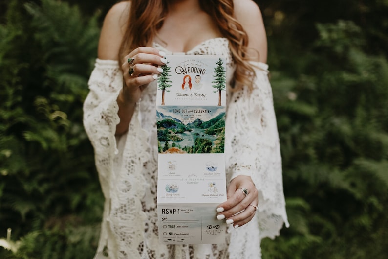 Lakeside Watercolor Wedding Invitation image 1