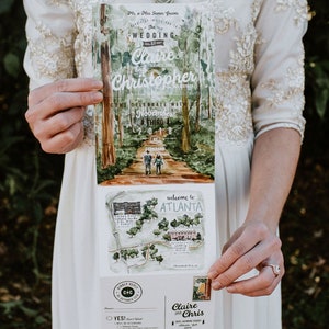 Treetops Folded Watercolor Wedding Invitation image 3