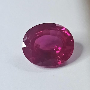 Lab Grown Ruby Gemstone | Oval Cut Pinkish Red Faceted Stone (16.5x19.5 mm)