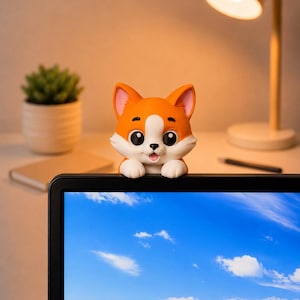 Chat Roux Kawaii Magnétique pour Écran PC - Monitor Buddy - Cadeau Geek