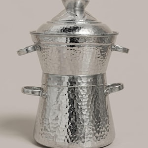 Handmade Hammered Copper Couscousière, Tunisian Steamer Pot with Lid