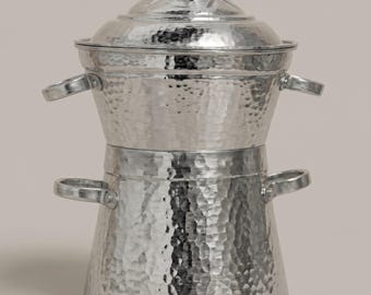 Handmade Hammered Copper Couscousière, Tunisian Steamer Pot with Lid