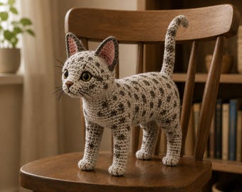 Realistic Standing Cat Crochet Pattern, Tabby Amigurumi Toy (PDF Download)