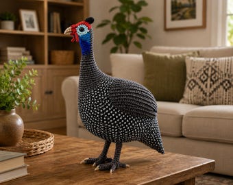 Realistic Guinea Fowl Crochet Pattern (PDF Download), Amigurumi Bird Plush Toy