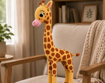 Crochet Giraffe Amigurumi Pattern, Safari Animal Toy Tutorial (PDF Download)
