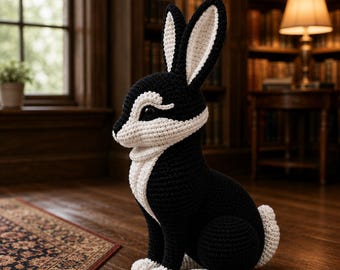 Black White Crochet Bunny Pattern | Amigurumi Rabbit Tutorial (PDF Download)