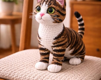 Realistic Tabby Cat Crochet Pattern, Amigurumi Kitten PDF Tutorial (Beginner Friendly)