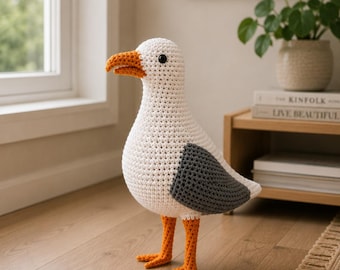 Seagull Crochet Pattern PDF, Amigurumi Bird, Coastal Decor (Instant Download)
