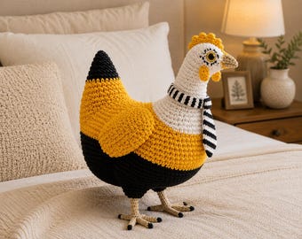 Amigurumi Rooster Crochet Pattern | Chubby Farmhouse Chicken Toy (PDF Download)
