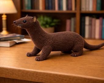 Mini Brown Ferret Crochet Pattern – Realistic Amigurumi Animal Toy (Digital Download)