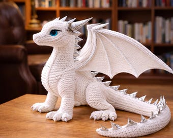 White Dragon Amigurumi Crochet Pattern | Fantasy Plush Toy (PDF Download)