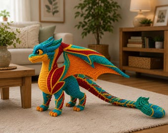 Crochet Dragon Pattern PDF | Realistic Standing Amigurumi Plush (Instant Download)
