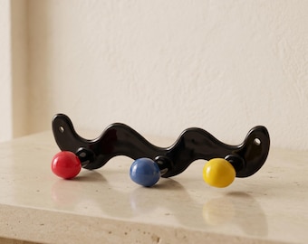 Gancho de pared de cerámica moderno ondulado, organizador colorido, soporte decorativo para la entrada, almacenamiento.