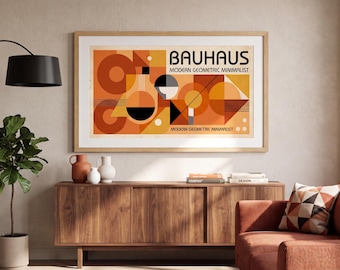 Lámina geométrica Bauhaus, póster abstracto de estilo moderno de mediados de siglo (descarga digital)