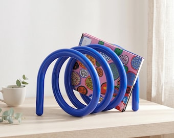 Soporte para libros en espiral de metal escultural, revistero moderno, decoración artística para estantes