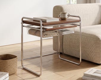 Scaffale da cucina Bauhaus con cassetti, supporto per microonde in stile metà secolo, organizer da banco in legno e metallo, mensola da cucina vintage moderna