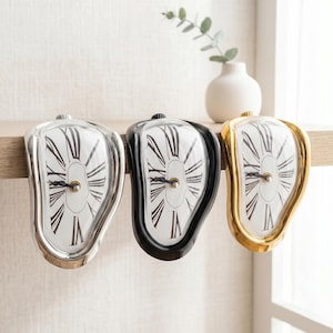 Surreal Melting Shelf Clock, Dali Style Roman Numeral Timepiece